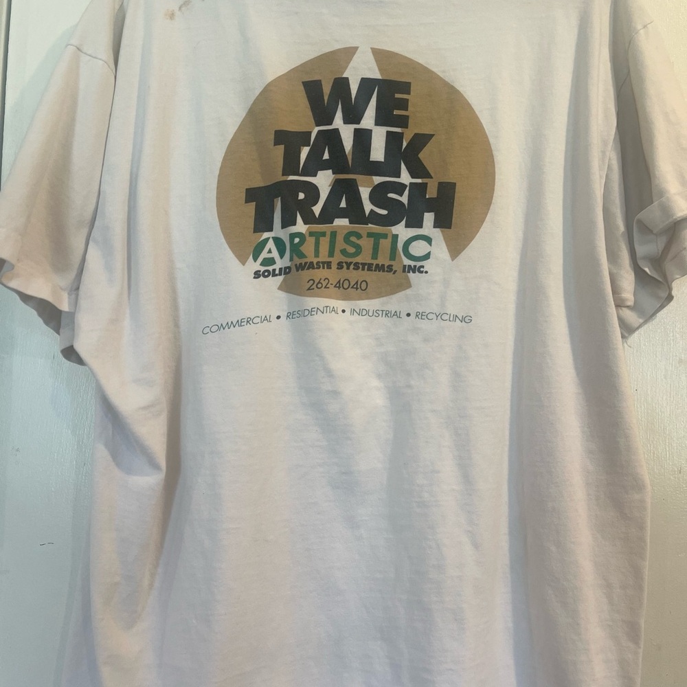 VTG Hanes White Beefy-T Shirt Artistic  WE TALK TRASH